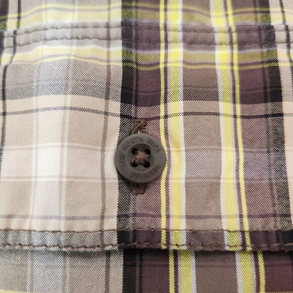 The North Face TNF Green Plaid Short Sleeve Button Down Shirt Hiking Camping L - Picture 5 of 8